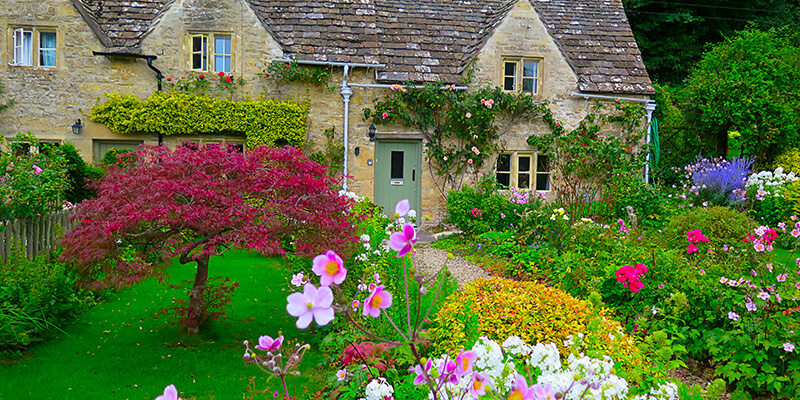 Cottage With Flower Garden