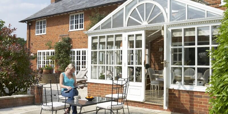 casual table outside conservatory