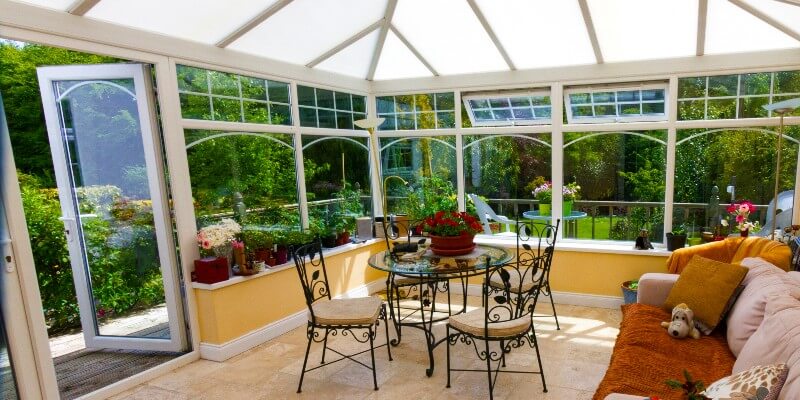 comfortable conservatory in the summer